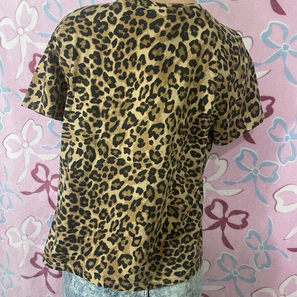 H&M Cheetah Animal Print Short Sleeve Shirt Size Large - Picture 6 of 6